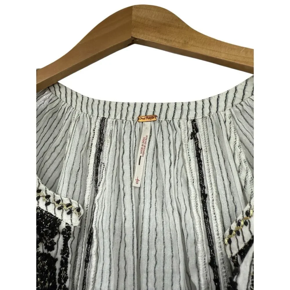 Free People Meadow Maxi Top Boho Beach Eclectic Nautical Peasant Size‎ L $228